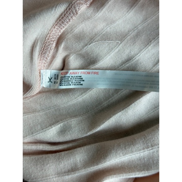 Free People End Game Pointelle Baby Tee Peach Ribbed Cropped NWT Size L - Picture 5 of 5